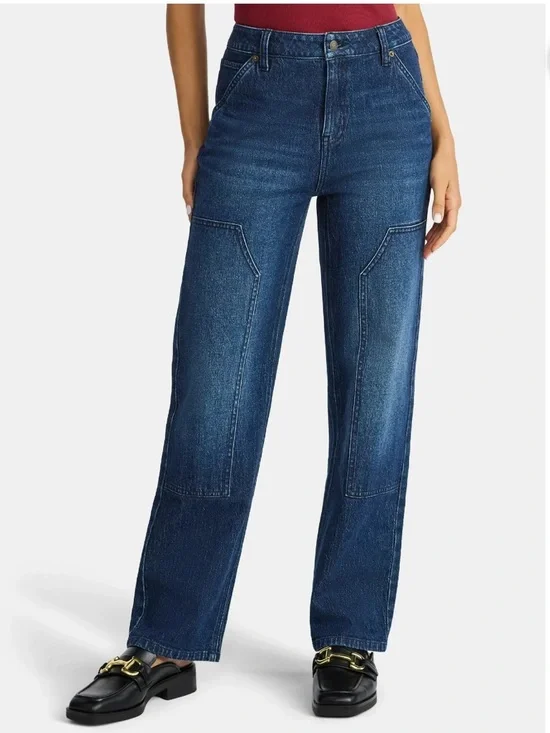 NWT Time and Tru High-Rise Straight Jeans with Carpenter Details Size 10 - Picture 1 of 8